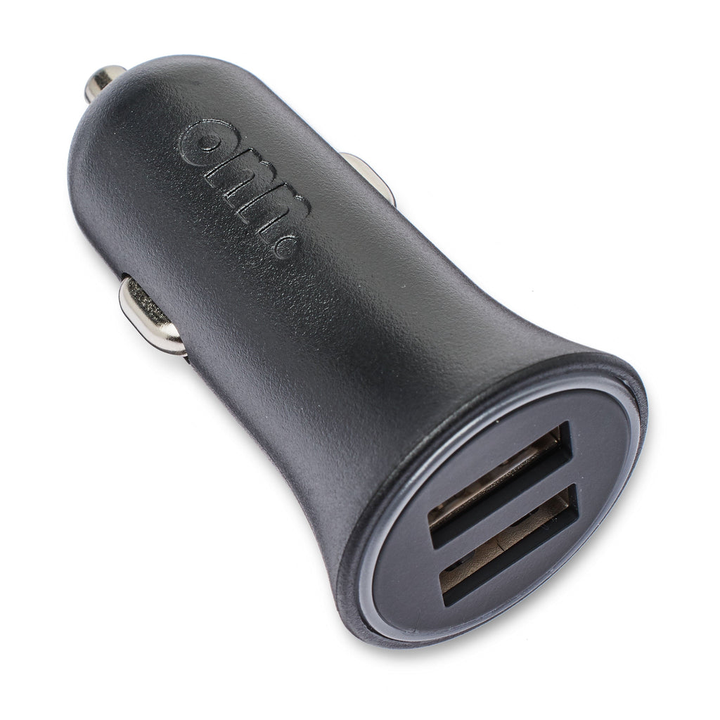 onn. Dual-Port Car Charger, Black,LED power indicator, cell phone charger, charge an additional device at the same time,universal device. Friendly plug into car’s DC adapter.